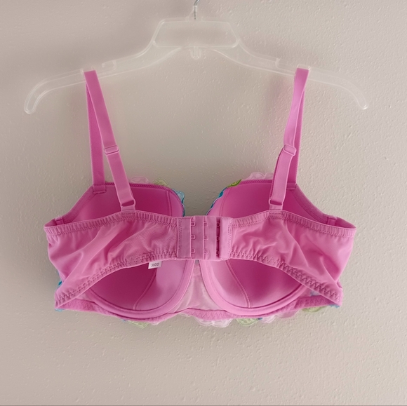 Colorful Embroidered Lace Underwire Bra, Size 38DD - Picture 6 of 14